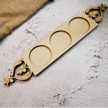 Scrolled Heart 3 Slots T Light Candle Holder Premarked